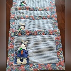 Set of 5- Bunny Placemats with Utensil Pocket